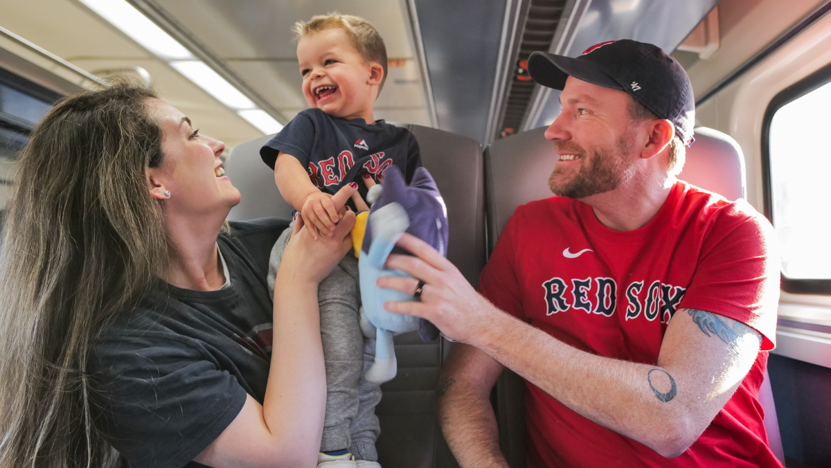 family on train

